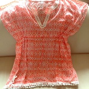 Women's Orange Patterned Swim Cover-Up